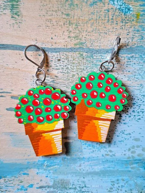 Náušnice Kytka v květináči