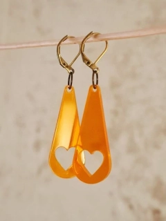 Slzy se srdíčkem, průsvitné visací náušnice