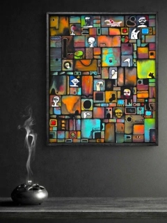 Sousedství, dřevěná mozaika