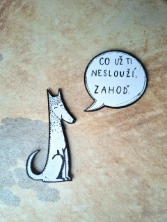 Magnet sedící mluvící pes